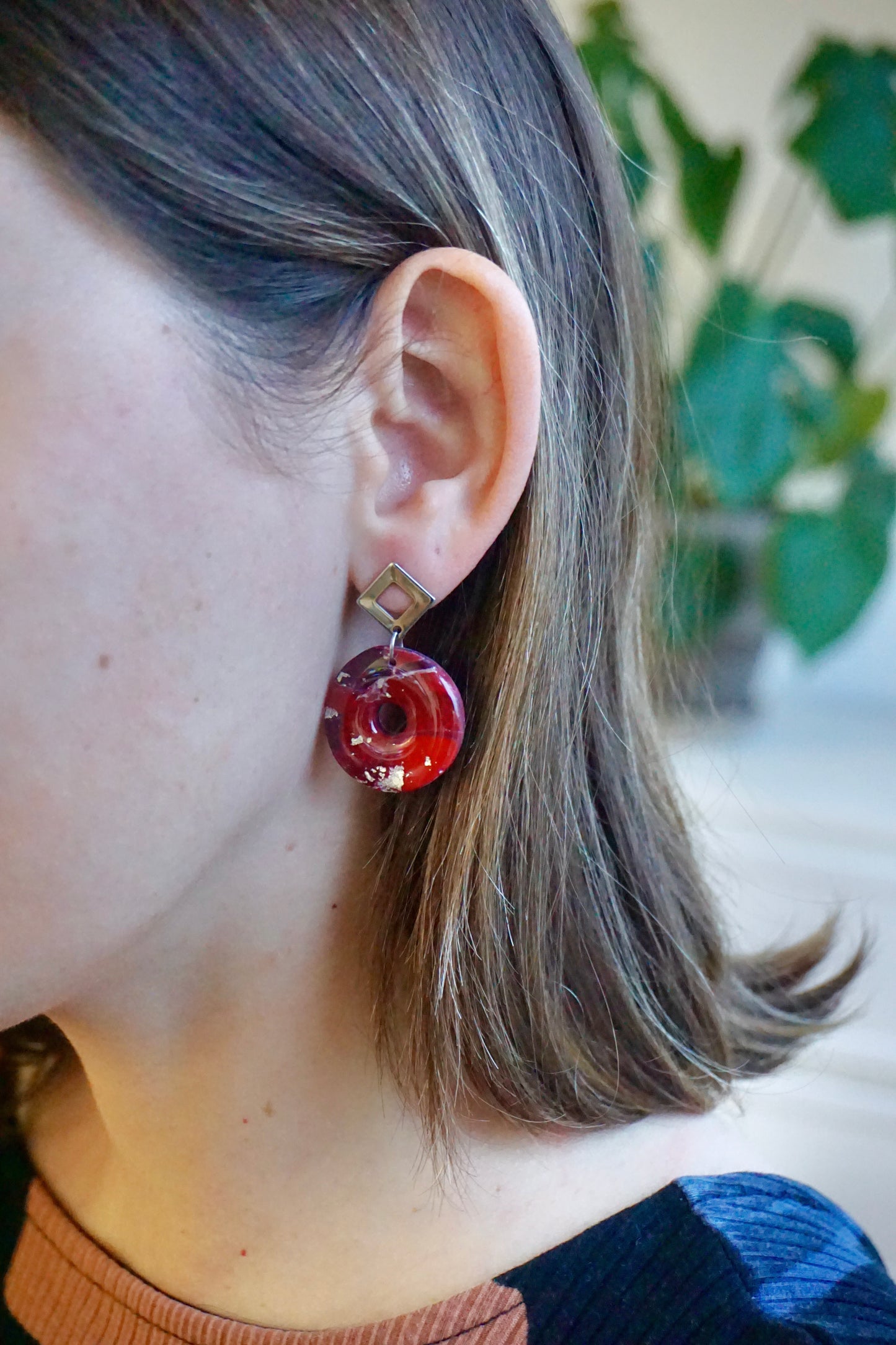 Red circles with silver piece