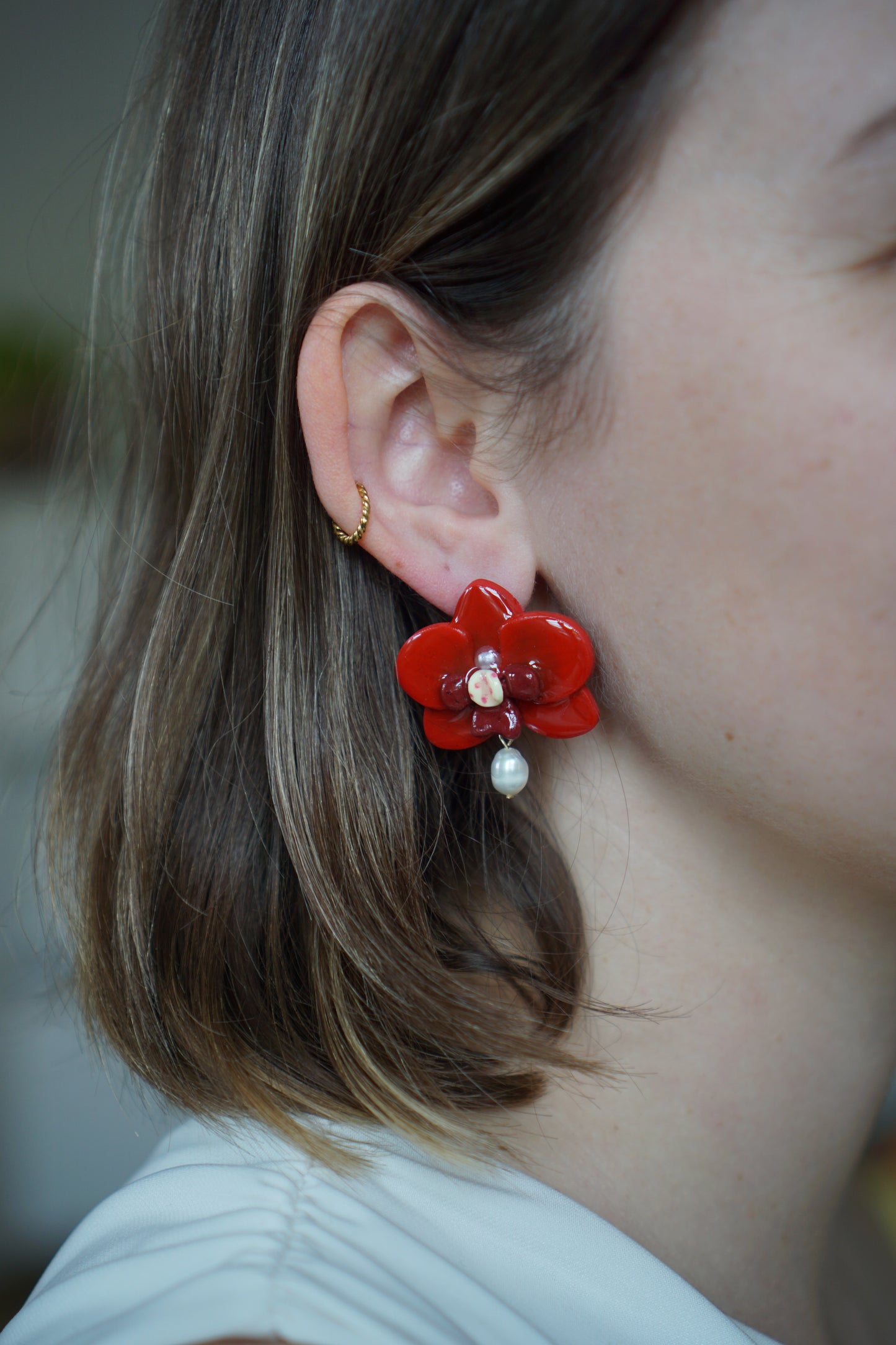 Red orchid flower
