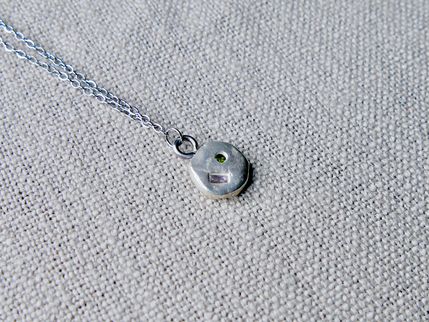 Green & purple stone necklace