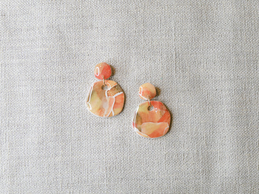 Fall painted earrings round